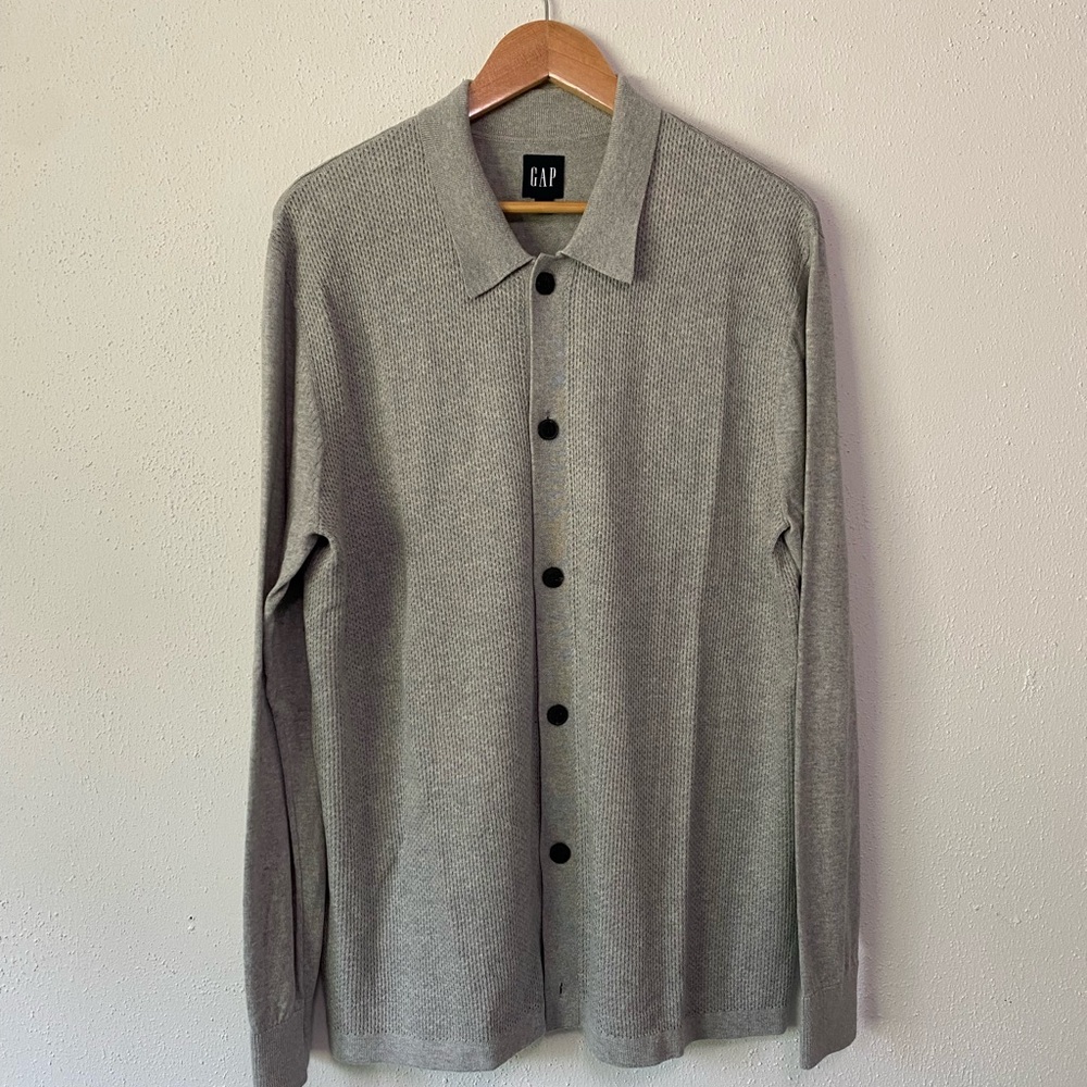GAP Gray Knit Collar Sweater L